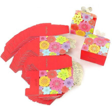 50Pcs Flower Butterfly Hollow Candy Box Cookie Gift Boxes Romantic Wedding Favors Cute Chocolate Box for Birthday Party Supplies (Pink, L)