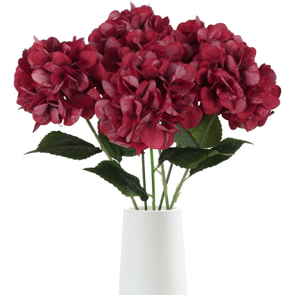 (red) 4pcs 72cm Hydrangea Artificial Silk Flowers Long Stem Big Fake Hydrangea Flowers For Tall Vase Wedding Baby Shower Party Home Table Centerpieces Decor