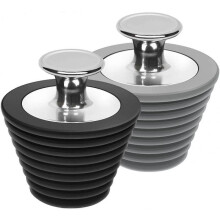 Set of 2 universal plugs for bath and bathroom sink - Black and gray (patented product)