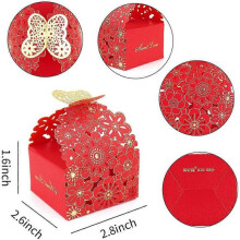 50Pcs Flower Butterfly Hollow Candy Box Cookie Gift Boxes Romantic Wedding Favors Cute Chocolate Box for Birthday Party Supplies (Blue, L)