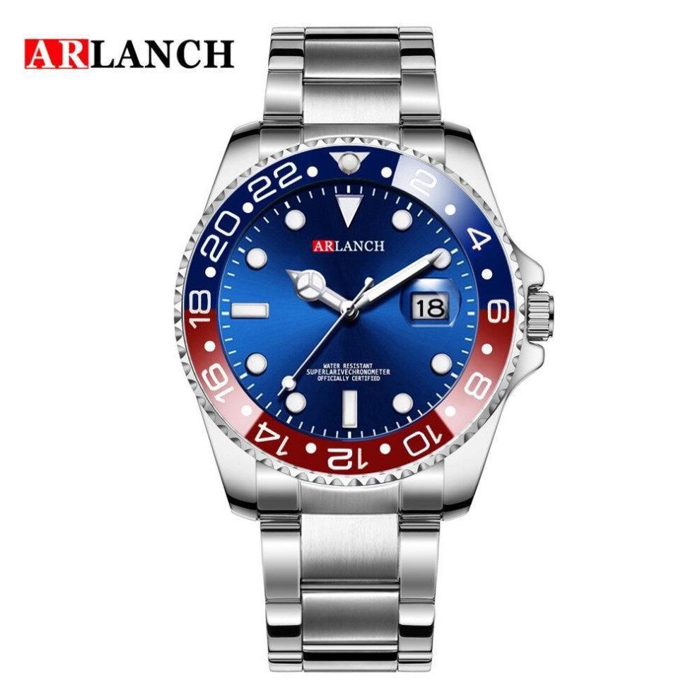 (red,blue, 305 Coke Circle) Men's Luminous Submariner Sport Quartz Watch: Exquisite, Waterproof, With Calendar Feature.