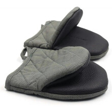 1 Pair Short Oven Mitts, Heat Resistant Silicone Kitchen Mini Oven Mitts for 500 Degrees,Baking Grilling Barbecue Microwave Machine Washable (Gray)
