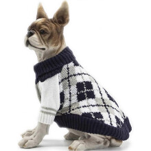 Pet Clothes The Diamond Plaid Cat Dog Sweater,Dog Accessories,Dog Apparel,Pet Sweatshirt (Navy Blue, S)