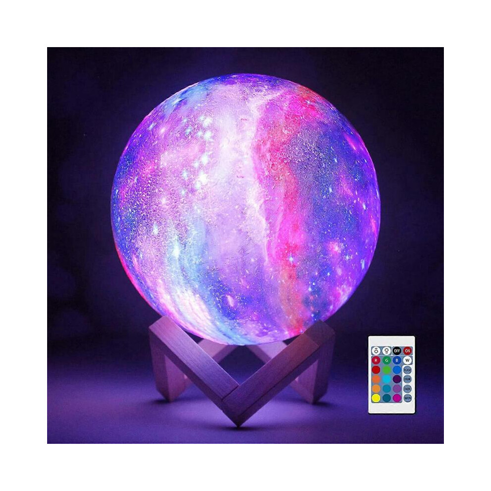 Valentines Day Gifts for Her/ Hime/ Kids, Lava Lamp Moon Lamp with 16 LED Colors, 5.9 inch/15 cm, Wooden Stand USB Rechargeable Gift for Girlfriend