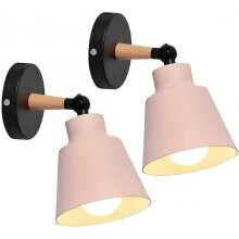 2 Packs Industrial Vintage Wall Sconces Ceiling Light Fixtures E27 Metal Adjustable Retro Indoor Wall Lamp for Bedroom Kitchen Restaurant (Pink)