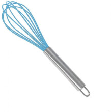 Kitchen Silicone Whisk, Balloon Mini Wire Whisk, Stainless Steel & Silicone Non-Stick Coating Hand Egg Mixer(Blue, 10 inch)