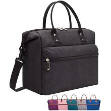 Leakproof Insulated Lunch Tote Bag with Adjustable & Removable Shoulder Strap, Durable Reusable lunch Box Container-Black