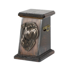 Griffon Bruxellois - urnă pentru cenușa câinelui, o urnă elegantă cu o statuetă, o urnă comemorativă cu un bust de câine de la marca Art-Dog