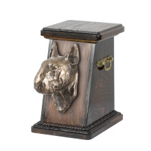 Bulterier, Bull Terrier I - urna na prochy psa, elegancka urna ze statuetką, pamiątkowa urna z popiersiem psa marki Art-Dog
