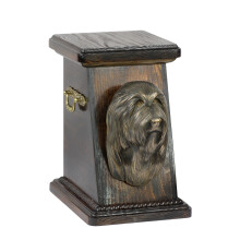Bearded Collie - urna na popol psa, elegantná urna so sochou, pamätná urna s popiersím psa značky Art-Dog