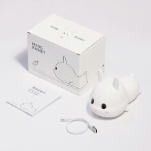 Led Children Night Light / Bedside Light, Portable Usb Silicone Night Light,Night Light with Touch Switch,Color: Rabbit + Colorful Light