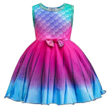 Mermaid Birthday Party Sleeveless Skater Swing Dress Sundress for 2-10y Kids Girl
