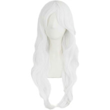 28" 70cm Long Curly Hair Ends Costume Cosplay Wig for women girl(White)