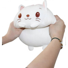 8 inch Cute White Cat Plush Stuffed Animal Cylindrical Body Pillow,Super Soft Cartoon Hugging Toy Gifts