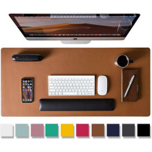 Leather Desk Pad Protector,Mouse Pad,Office Desk Mat, Laptop Desk Pad,Waterproof Desk Writing Pad for Office and Home (Brown,31.5" x 15.7")