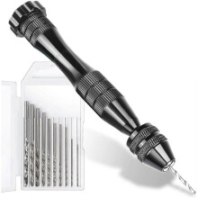 Hand Drill for Resin Molds, 12 cm Black Pin Vise with 10 PCS Steel Drill Bits (0.8-3mm), in Resin Epoxy Polymer Clay Wood, Making Jewelry Keychain Pen