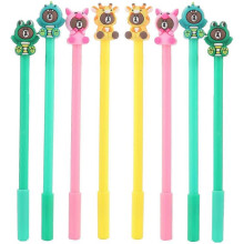 8pieces BROWN Cartoon Animal Pens Black Ink Writing Pen Set Plastic Creative Gel Pens Office School Children Gift Stationery Supplies Set
