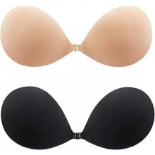 Adhesive Bra Invisible Sticky Strapless Push up Backless Reusable Silicone Covering Nipple Bras Available in two colors