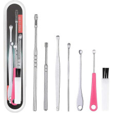 Ear Wax Removal Kit[7 Pcs], Ear Pick Earwax Removal, Stainless Steel Ear Cleaner with Storage Box and Cleaning Brush