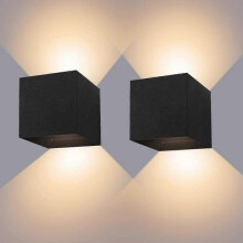 Indoor/Outdoor Wall Light 12W* 2 Black LED Wall Lamps Waterproof IP65 Adjustable Lamp Light Design 3000K Warm White Wall Sconces 10*10*10cm