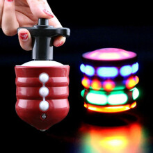 (1) Novo giroscópio musical a laser com luz LED colorida e flash, giroscópio musical luminoso de madeira