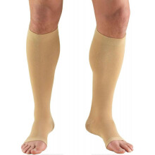 30-40 mmHg Compression Stockings for Men and Women, Knee High Length, Open Toe, Beige, 2X-Large