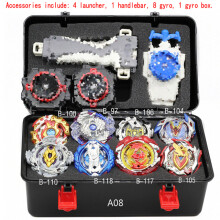 (A08) Tomy New Burst Set Brinquedos Arena Set Metal Fusion Fighting Metal Gyroscope Grip Launcher Blayblad