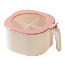 4-In-1 Spice Container, Spice Jar with Lid / Spice Spoon, Salt / Sugar / Cumin / Pepper, Color: Beige + Pink