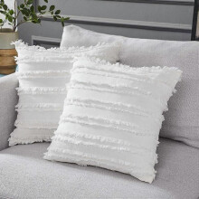 White Throw Pillow Covers for Couch Sofa Chair, Cotton Linen Decorative Pillows Cushion Covers, 20 x 20 inches, Set of 2