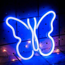 Butterfly Neon Signs Lights for Bedroom Wall Decor, USB or Battery LED Neon Night Light Wall Decoration (Blue)