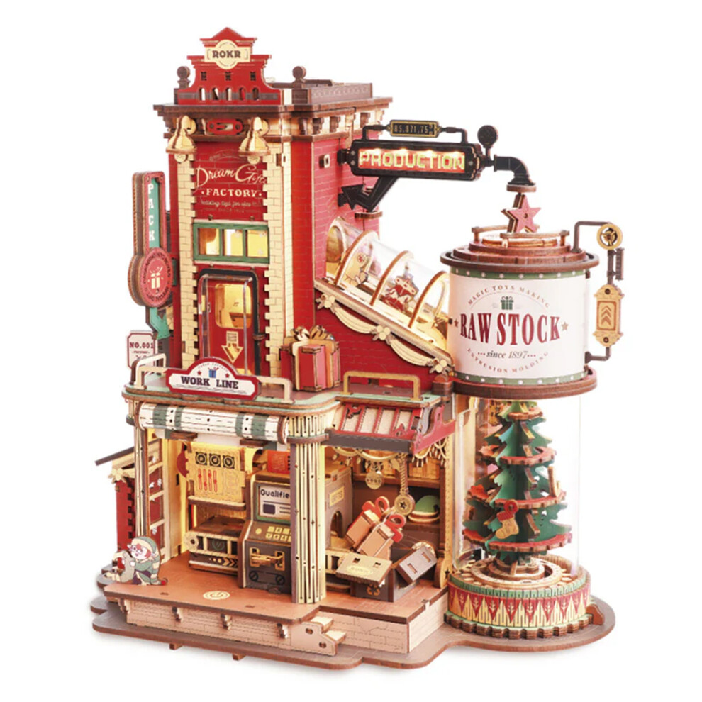 Rokr Robotime Dream Gift Factory Christmas Mechanical Music Box Wooden Kit Eab01