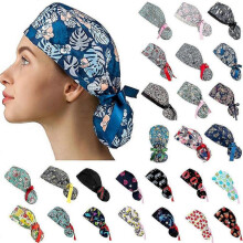 Fashion Print Scrub Theatre Cap Doctors/nurses/vets/chef Hat Tie Back