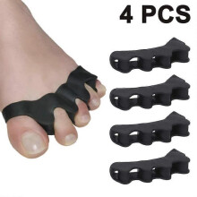 4 Pcs Toe Separators for Overlapping Toes And Restore Crooked ToesBlack