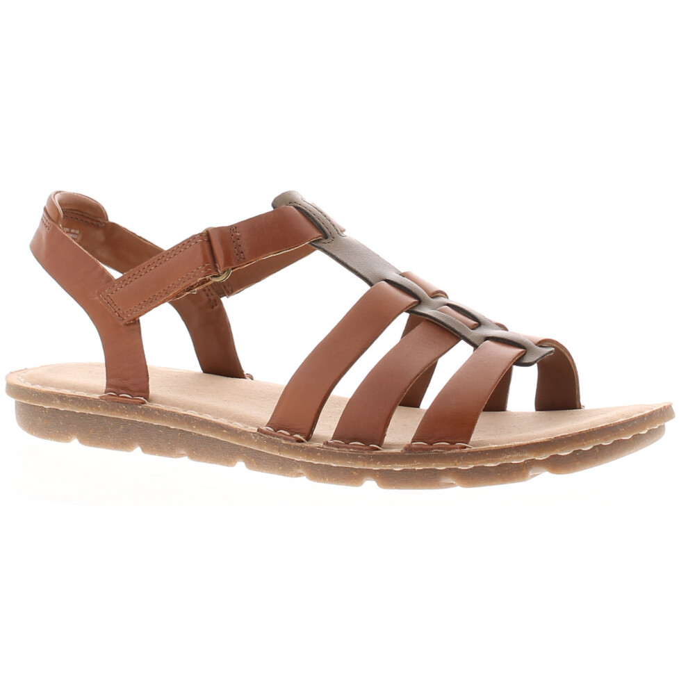 (Tan, 3.5 (Adults')) Clarks Womens Flat Sandals Blake Jewel Leather Touch Fastening tan UK Size