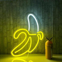 Banana Neon Signs LED Neon Lights Art Wall Decorative Lights Neon Lights 15.74" x 10.24" (Warm Yellow Banana)