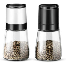 Manual Salt Grinder, 2 Pieces Manual Salt Mill Pepper Grinder Ceramic Grinding Season to Perfection with Adjustable Coarseness Easy to Fill and Use (B