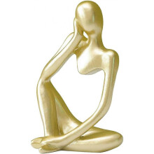 The Thinker Statue, Resin Thinker Abstract Sculpture Statue Modern Character Figurines Home Decor Office Desk Ornament Birthday Gifts Gold Left