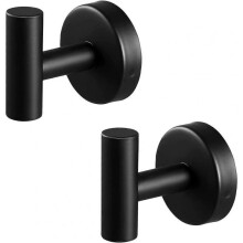 2 Pieces Black Coat Hooks Wall Hooks Coat Hook Wall Hook Stainless Steel Modern Towel Hook Robe Hook for Bathroom (Black)