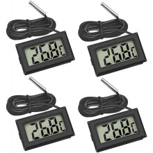 Mini Digital LCD Thermometer Temperature with Temperature Probe Sensor Tester for Refrigerator Freezers Aquarium (4X Black)