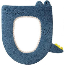 Thicker Bathroom Soft Toilet Seat Cover Pad-Warmer StretchableFibers Easy Installation Cushioned Lid Covers, Washable (Blue)