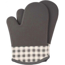 Heat Resistant Oven Gloves with Cotton Lining and Silicone Pot Holders for Cooking, Cooking, Baking, BBQ, Barbecue, Silicone, Gray