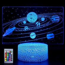 3D Night Light for Kids, Space Gift, 3D Illusion Lamp with 16 Changing Colors and Remote Control