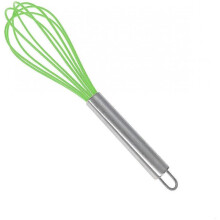 Kitchen Silicone Whisk, Balloon Mini Wire Whisk, Stainless Steel & Silicone Non-Stick Coating Hand Egg Mixer(Green, 8 inch)