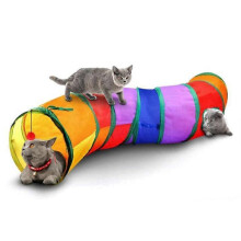 Interactive Indoor Cat Tunnel - Pet Toy - Play Tunnel for Cats, Kittens, Rabbits, Puppies - Collapsible (S-style-Rainbow)