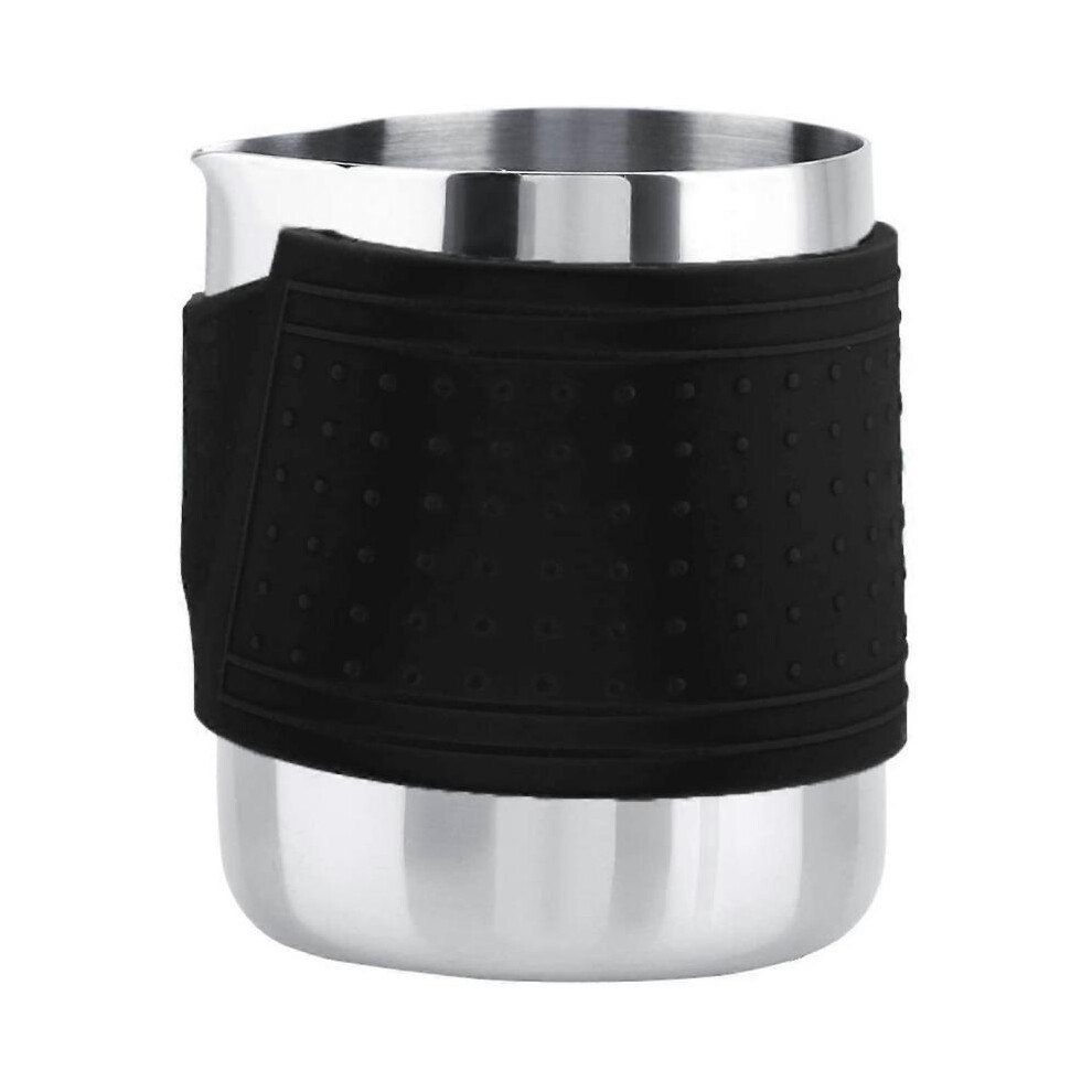 Tasse à café, tasse à café en acier inoxydable, lait mousseux, pichet à latte à l'épreuve de la chaleur, cruche (noir)