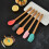5pcs Dough Scraper Silicone Cover Scraper Silicone Scraper, Heat Resistant, Non-Stick Coated, Plastic Scraper, Ergonomic Removable Bamboo Handle 3