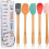 5pcs Dough Scraper Silicone Cover Scraper Silicone Scraper, Heat Resistant, Non-Stick Coated, Plastic Scraper, Ergonomic Removable Bamboo Handle 2
