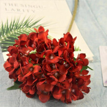 3 Pieces Artificial Hydrangea, for Decoration of The Bedroom Flowers / Living Room / Wedding Bridal Bouquet, Height 45 Cm (Dark Red)
