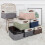 Rectangle Foldable Storage Box with Linen Stitching Fabric Storage Basket, Storage Box with Cotton Rope Handles Storage Cube Storage Box(navy Blue 5