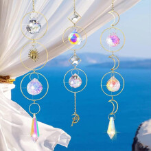 Suncatcher, Set of 3 Clear Crystal Suncatcher, Rainbow Prism Crystal Suncatcher, Crystal Pendants for Home, Office, Garden, Car Decoration
